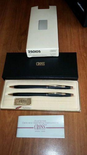 Cross Century Ballpoint Pen &amp; Pencil Set, Black/23 Kt. Gold Accents- CRO250105)