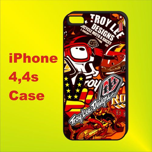 Troy Lee Designs Sticker Bomb New Black Cover iPhone 4 4s Case