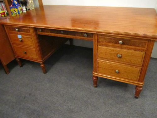 Vintage Solid Wood Large Executive Desk by Stow-Davis Grand Rapids Michigan