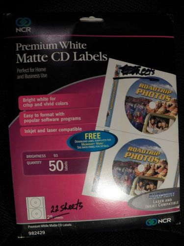 NCR CD Labels-  Matte White CD Labels (22 sheets) open pack -982429 Laser/Inkjet