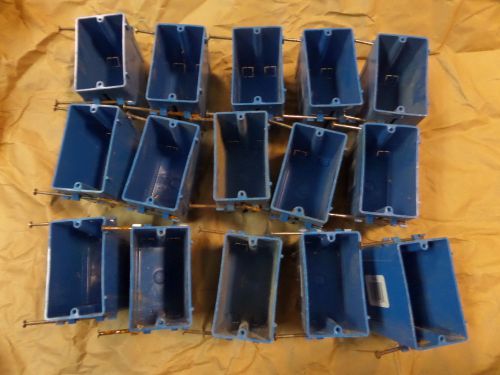 (15) Carlon B122A PVC Single Gang New Work Outlet/Switch Box, Blue, 22.5 Cu. In.