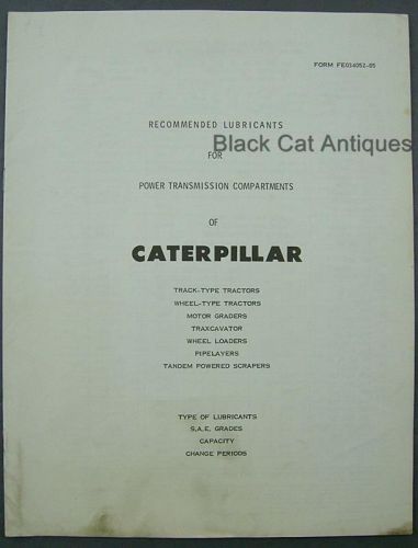 Orig caterpillar recommended lubricants/power transmission compartments booklet for sale
