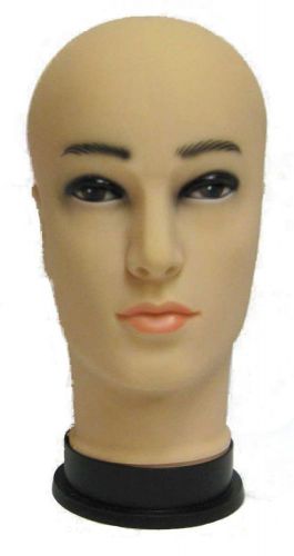 12&#034; MALE MANNEQUIN RUBBER DISPLAY MODEL FACE HEAD wig hat man stand base G115m