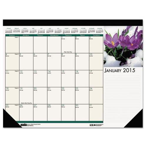 House of Doolittle™ Floral Photographic Monthly Desk Pad Calendar, 22 x 17, 2015