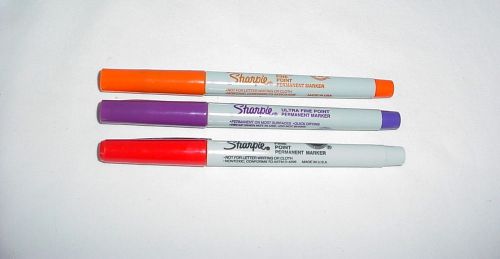 Sharpie Permanent Markers Ultra Extra Fine Point Purple Orange Red New
