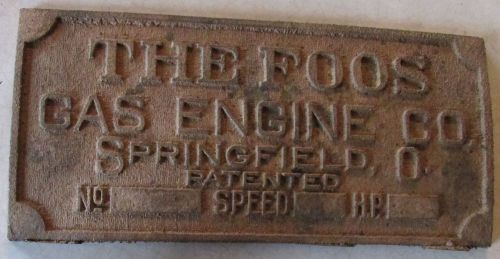 hit miss antique engines Foos name plate