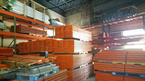 Used 108&#034; x 4-1/2&#034; teardrop, orange pallet racking shelving beams for sale