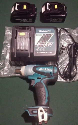 New makita 18 volt btw251 cordless 1/2 impact wrench, 2 bl1830 batteries 18v lxt for sale