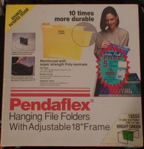 Pendaflex Hanging File Folders With Adjustable 18&#034; Frame and 12 Green Folders