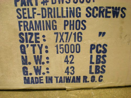 7 X 7/16 self drill framing phillips screws (7,000pcs) plain