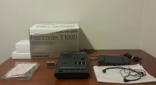 Olympus Pearlcorder T1000 microcasette transcriber accessories in box Good