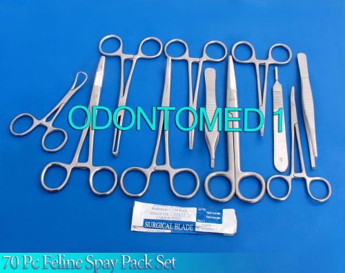 70 pc feline spay pack kit, quality satin finish instruments for sale