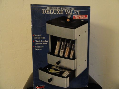 NEW Motorized Coin Sorter w/Deluxe Valet - Brushed Stainless  - In Box