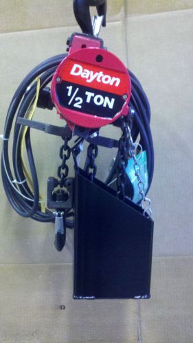 New dayton 1/2 ton 10&#039; travel 7&#039; control air operated chain hoist  model 29xl86 for sale