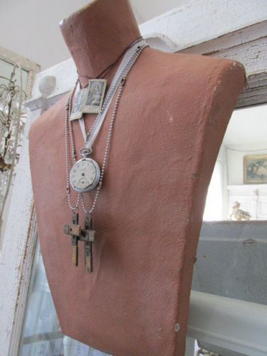 Awesome old vintage mannequin man torso dress form hangs flat back for display for sale