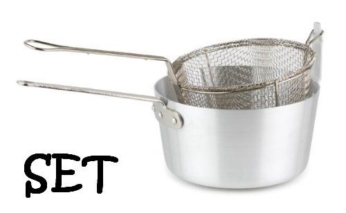 Range Top Fryer,8-1/3 qt W/ Round Fry Basket,9-1/2&#034; Stainless Steel,Cookware Set