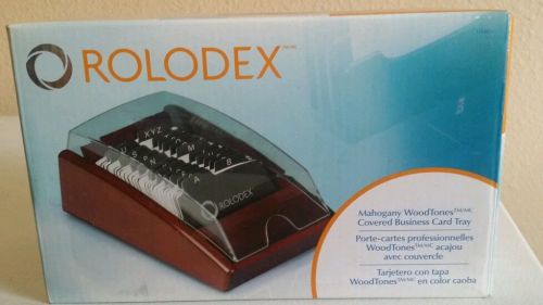 Rolodex Wood Tones  Mahogany Covered Business Card Tray