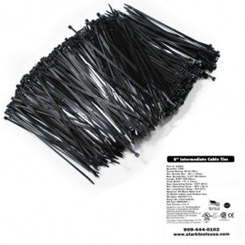 1000 pc 8&#034; black cable zip tie usa industrial wraps wire nylon organize for sale