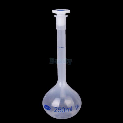 250ml plastic lab laboratory volumetric measuring  flask w/ push cap 21cm height for sale