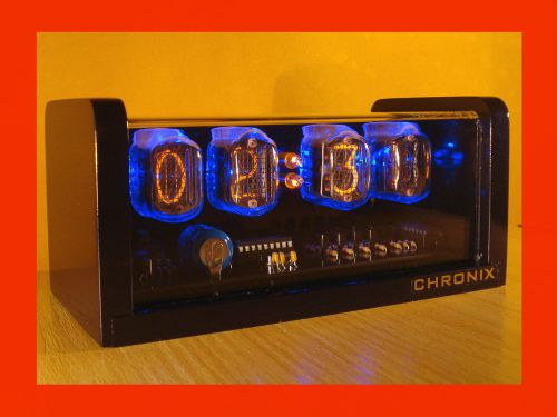 Unique retro 4xIN-12 Nixie Tubes Clock aluminum blue case &amp; backlight &amp; alarm