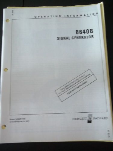Hewlett Packard Operating Information Signal Generator 8640B