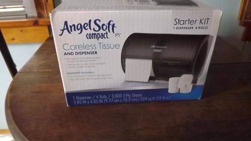 Compact Toilet Paper Dispenser and Angel Soft ps Compact Coreless Tissue Set NIB