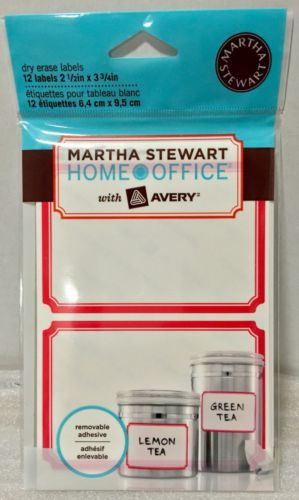 Martha Stewart with Avery Dry Erase Labels, 72418, Red Border, Pack of 12, New