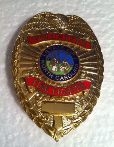Volunteer Firefighter Metal Badge By Premier - State Of NORTH Carolina - Brass