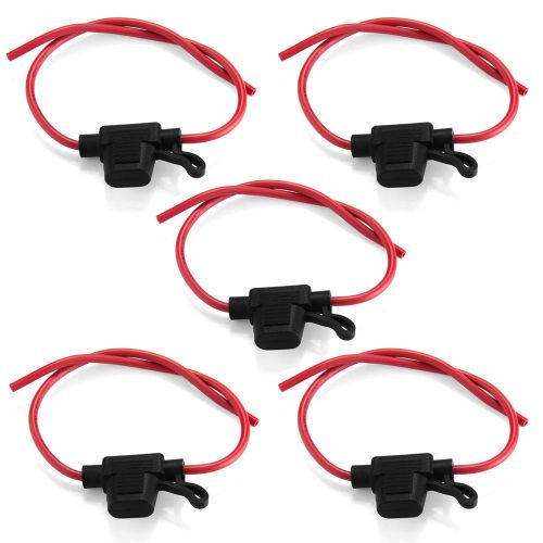5pcs Car Inline Blade Fuse Holder Waterproof Small Size Black + Red New