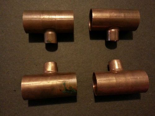 1&#034; x 1/2&#034; x 1&#034; wrot copper tees lot of 4 for sale