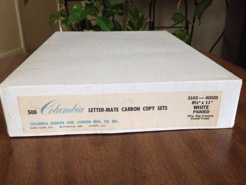 Vintage Columbia Letter-Mate Carbon Copy Typewriter Paper 500 Sets 8 1/2&#034; x 11&#034;