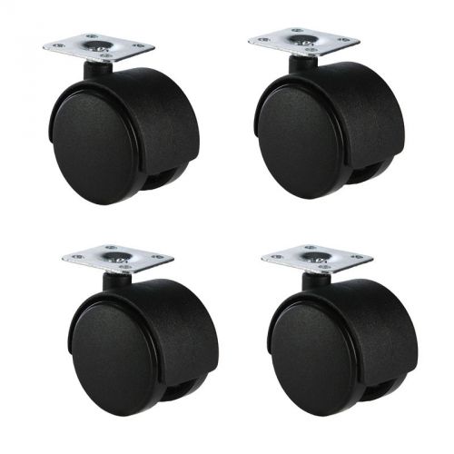 New Set of 4 Pc 30mm Black Plastic Twin Swivel Casters Wheel With Top Plate