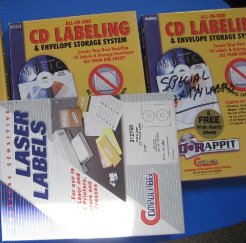 Lot of 3 Boxes of Laser CD Labels &amp; Envelope Storage System