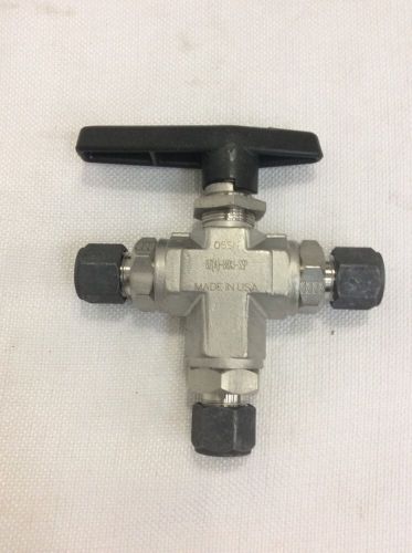 Parker b series 3 way 1/2&#034; ball valve 8z-b8xj-ssp 1500 psig @ 70f, 316 ss, new for sale