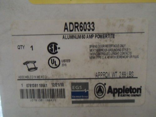 (v27) 1 nib appleton adr6033 aluminum powertite receptacle for sale