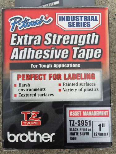 Brother P-Touch Extra Strength Adhesive Tape TZ-S951 Black Print SILVER Tape 1&#034;