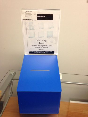 Light blue collection box with 8X11 sign holder