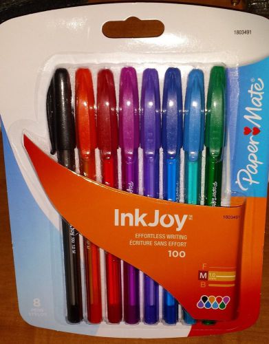 Paper Mate Ink Joy Ball Point Pen, Medium (1.0 mm), Assorted Ink, 8 Pack, NEW