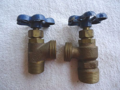 Vintage Set Of 2 New Old Stock Brass Outdoor Water Valves &#034; AWESOME SET &#034;