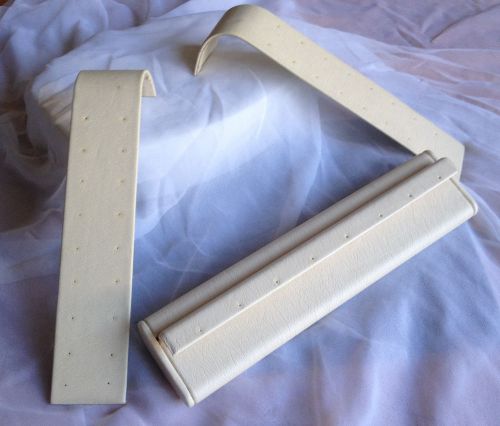 LOT 3 Ivory Leather Proffesional 2 Long Ramps &amp; 1 Long Rack Display for Earrings