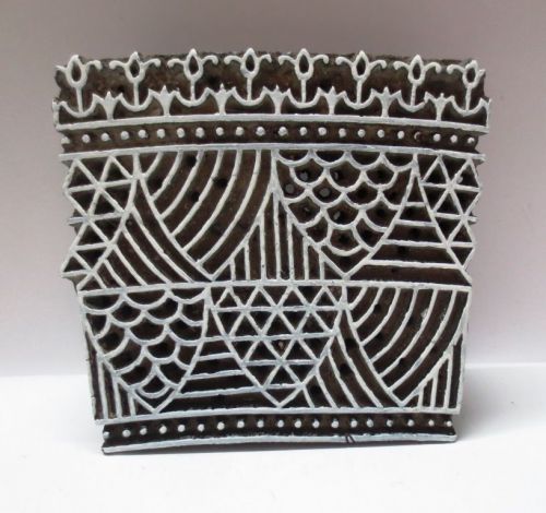 WOODEN HAND CARVED TEXTILE PRINT FABRIC BLOCK STAMP UNIQUE SCALES DESIGN CARVING