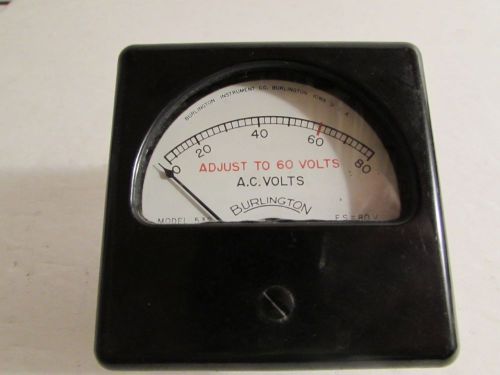Vintage Steampunk Burlington Volt Meter Model 532 AC 0-80