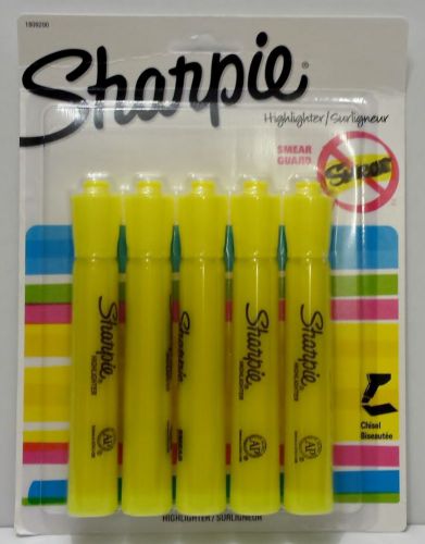 Sharpie Accent Highlighter Tank Style Chisel Tip Fluorescent Yellow, Pack of 5