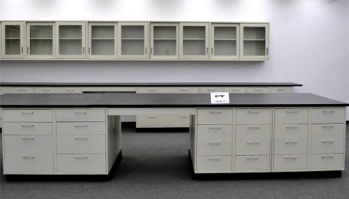 26&#039; island laboratory cabinets group w/ industrial grade counter tops (cv open3) for sale