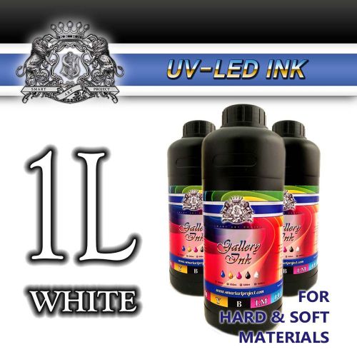 1L WHITE UV LED Ink Epson DX head, Konica, Seiko, Ricoh Excellent quality UK EU