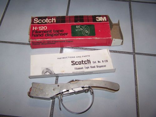 SCOTCH H-120 All Metal Filament Tape Dispenser - Original Box - Instructions