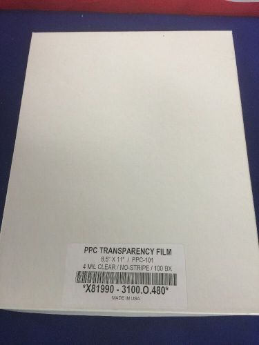 PPC Transparency Copier Film Sheets, 8.5&#034;x 11&#034;, 100 Sheets, No Stripe - Clear
