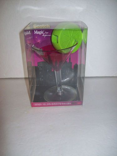 Scotch Magic Tape Dispenser Cosmo Martini Glass w/ Lime Cocktail Wine