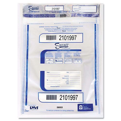 Triple protection tamper-evident deposit bags, 20 x 20, clear, 50/pack for sale