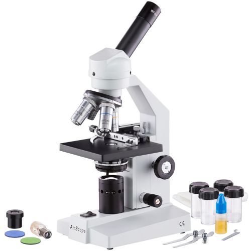 Amscope m500a-ms 40x-1600x monocular compound microscope with mechanical stage for sale